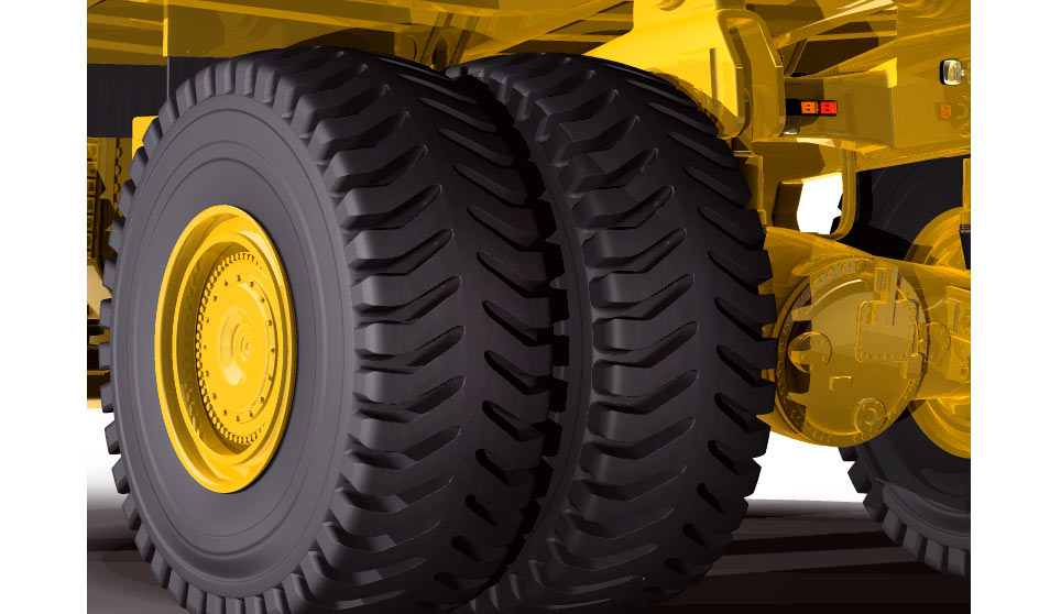 3D Caterpillar 797 Rear Tires Detail.