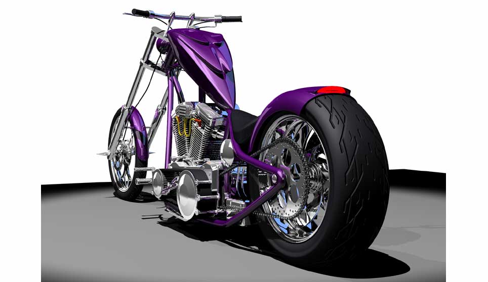 Rear View Of 3D Harley Chopper "Beast".
