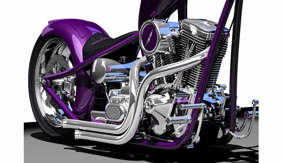 Detail Of 3D Harley Chopper "Beast".
