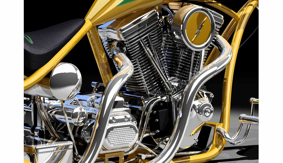 3D Harley Chopper Engine Detail.