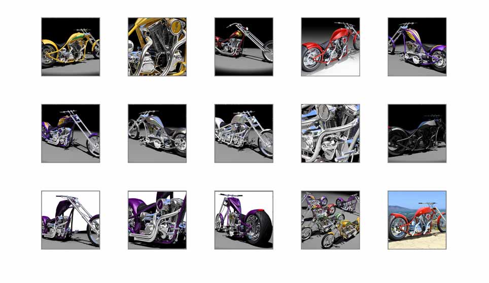 3D Harley Choppers. Click on any thumbnail to see larger image.