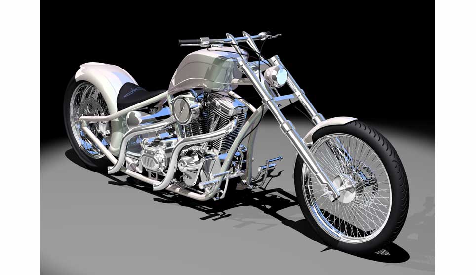 3D Harley Chopper "White Knight".