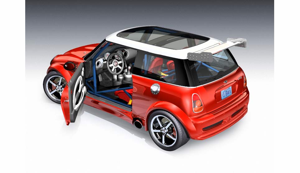 3D Mini Cooper S Racer With Open Door.