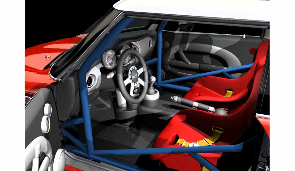 3D Mini Cooper S Racer Interior Detail.