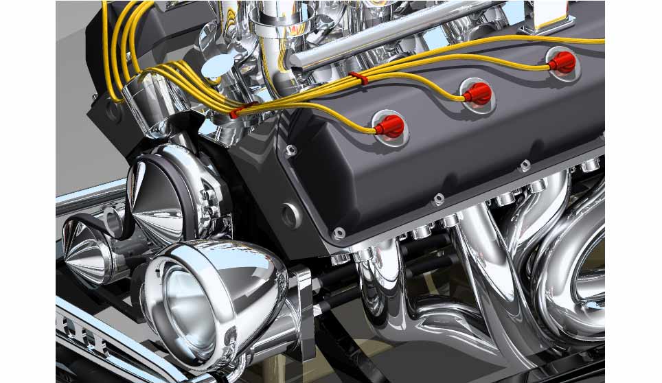 3D Hemi Roadster Engine Detail.