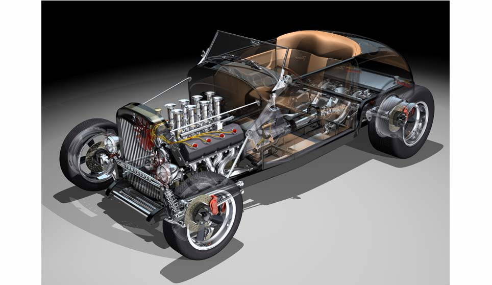 Cutaway, Phantom View 3D Hemi Roadster.