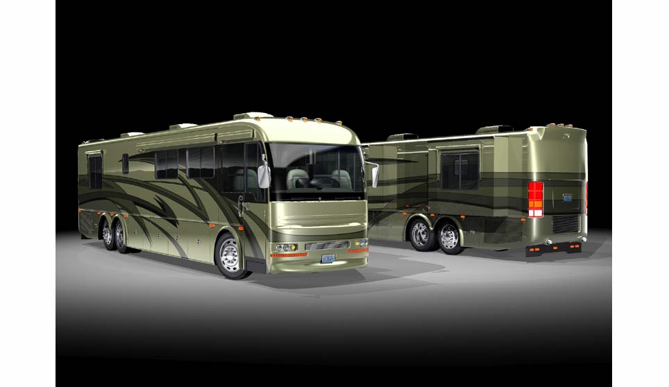 3D RV Motorhome Front and Rear View.