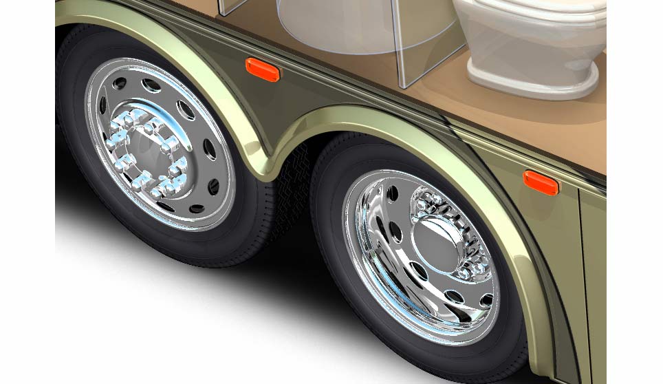 3D RV Motorhome Cutaway Detail Wheels.