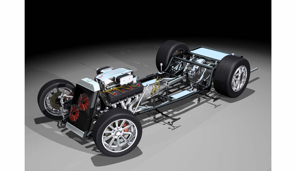 3D Custom Woody Beach Cruiser Frame, Hemi Elephant Motor and Drivetrain.