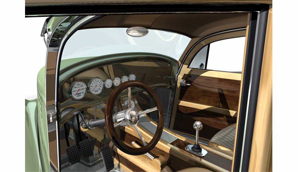 Interior Of 3D Custom Woody Beach Cruiser.