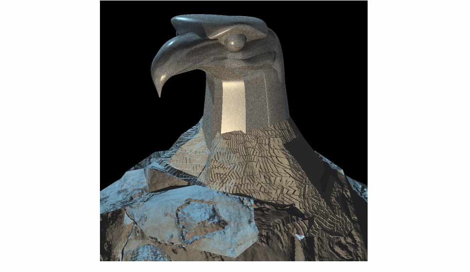 3D Stone Eagle Sculpture Illustration.